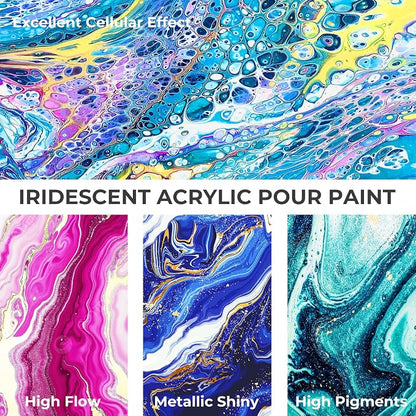 Nicpro 8 Colors Iridescent Metallic Acrylic Pour Paint Supplies Kit, 8.45oz - Image 7