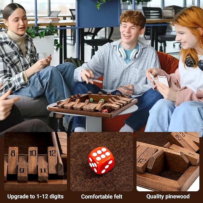 ropoda Shut The Box Game, Upgraded 12 Numbers Wooden Board Games - Image 3