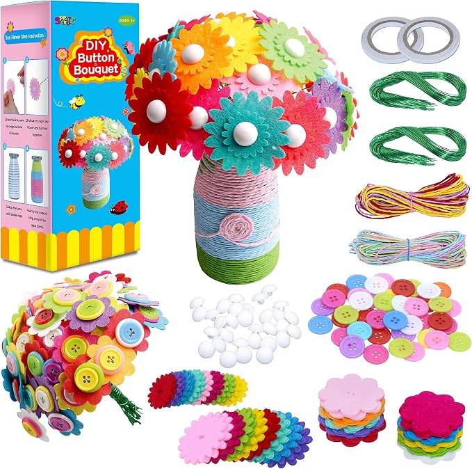 SpriteGru Flower Craft Kit for Kids, Make Your Own Flower Bouquet by SpriteGru