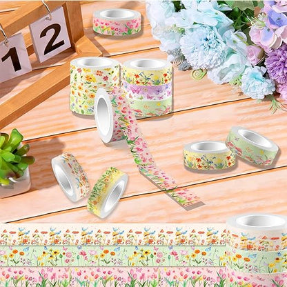 Adirasenotek 12 Rolls Floral Washi Tape Set, Butterfly Flower Washi Tape - Image 9