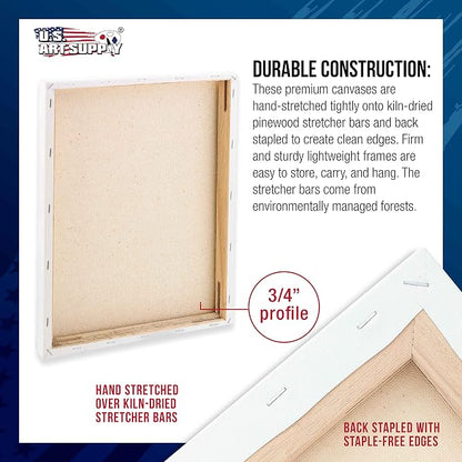 U.S. Art Supply 30 x 30 inch Stretched Canvas 12-Ounce Triple Primed, 100% - Image 3