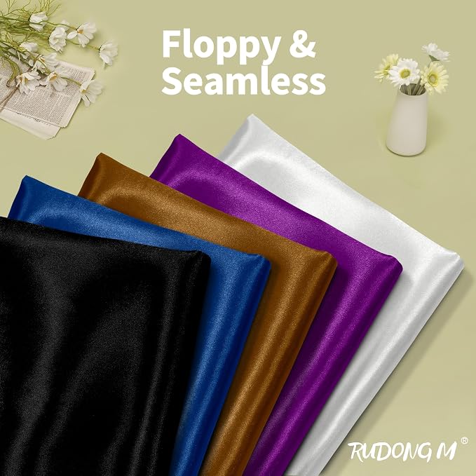 RUDONG M Black Satin Fabric by The Yard, 5 Yard x 60 Inch Wide Silky Charmeuse - Image 2