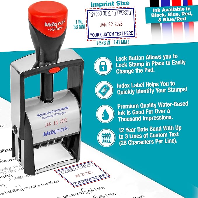 MaxMark Heavy Duty Self Inking Date Stamp - Image 4