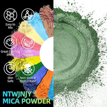 Dark Green Mica Powder for Epoxy Resin，Natural Shimmer Mica Powder Used for - Image 2