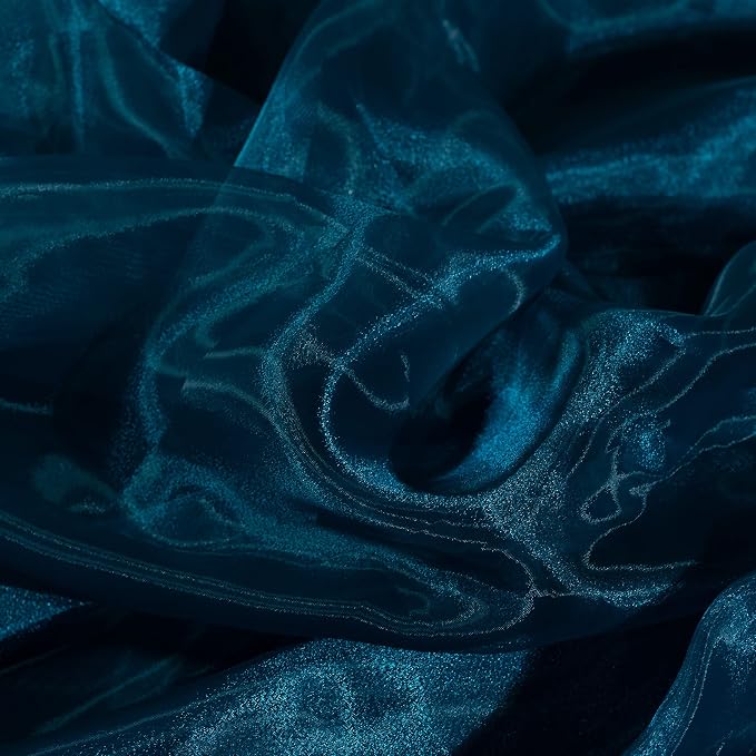 Fynite Sheer Organza Fabric | 5 Yards Long | 44" Wide | Bridal Solid Teal Sheer - Image 4
