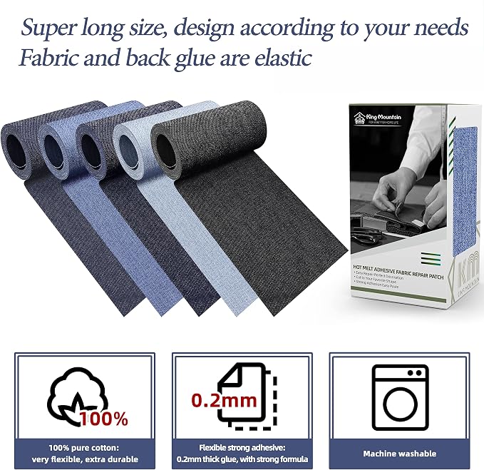 KING MOUNTAIN Iron-on Repair Patch, Jeans and Clothing Repair and Decoration Kit - Image 3