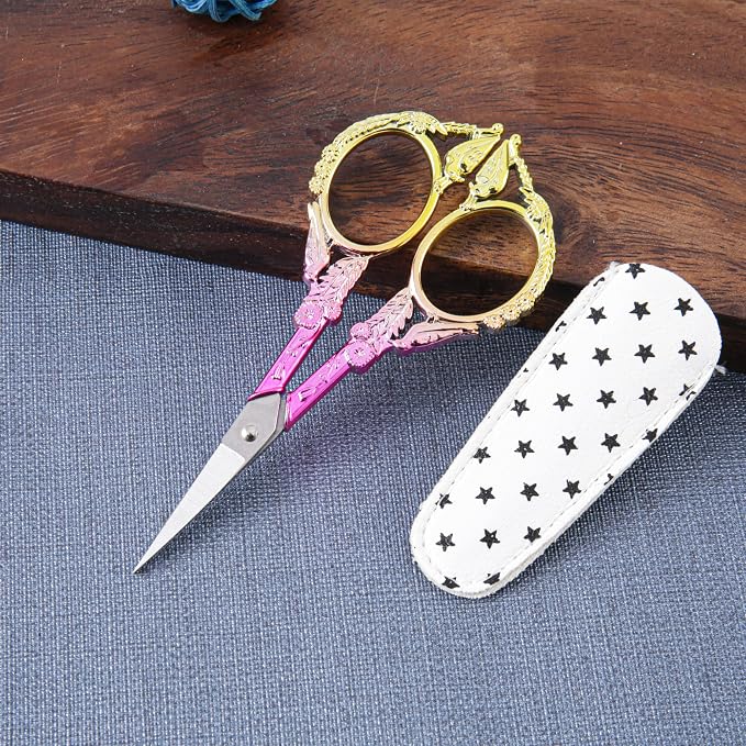 Small Embroidery Scissors with Cover -Cute and Comfortable Gradient handles - Image 3