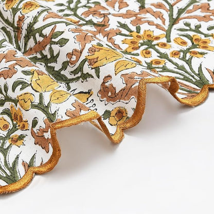 Ridhi Goldenrod Yellow Fern Green Hand Block Print Napkins 18" x 18" Set of 4 - Image 9