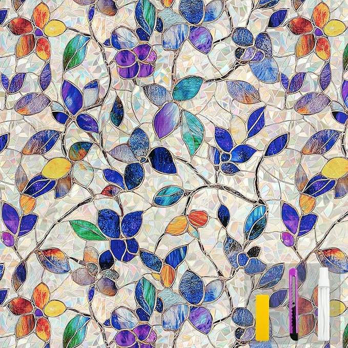 Window Privacy Film Stain Glass Window Film Rainbow Window Film Window clings by Countewolwindowfilm