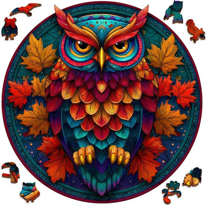 Wooden Puzzles for Adults, Colorful Owl Puzzles 500 Pieces, Unique Shaped by Mocfesk