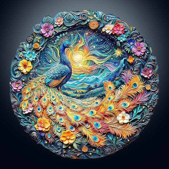 Wooden Puzzles for Adults, Peacock Puzzle, Unique Shaped Wooden Jigsaw Puzzles by Kaayeewood