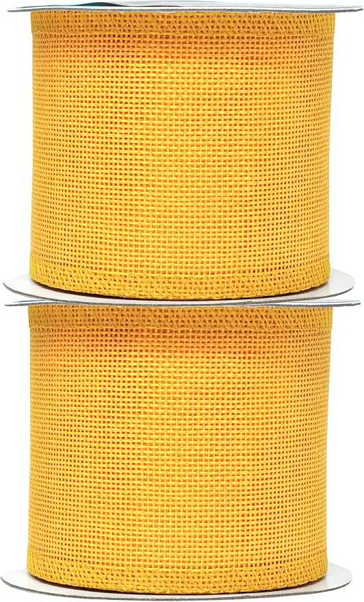 Mandala Crafts Yellow Burlap Ribbon 3 Inches Wide Jute Ribbons - Image 2