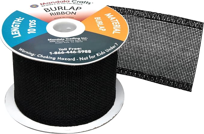 Mandala Crafts Black Burlap Ribbon 2.5 Inches Wide Jute Ribbons - Image 4
