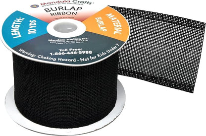 Mandala Crafts Black Burlap Ribbon 2.5 Inches Wide Jute Ribbons - Image 4