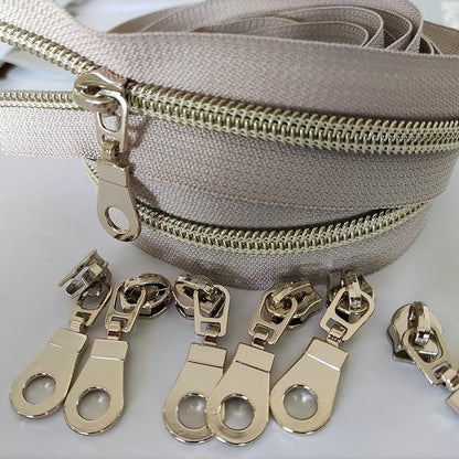 Leekayer #5 Light Gold Teeth Metallic Nylon Coil Zippers by The Yard Bulk 10 - Image 5