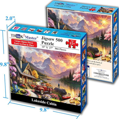 Think2Master Lakeside Mountain Retreat 500 Pieces Large Format Jigsaw Puzzle: - Image 5