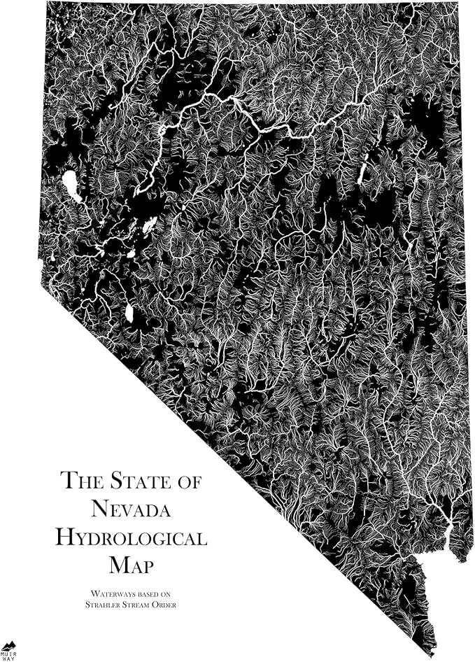 Muir Way Hydrological River Map of Nevada by MuirWay