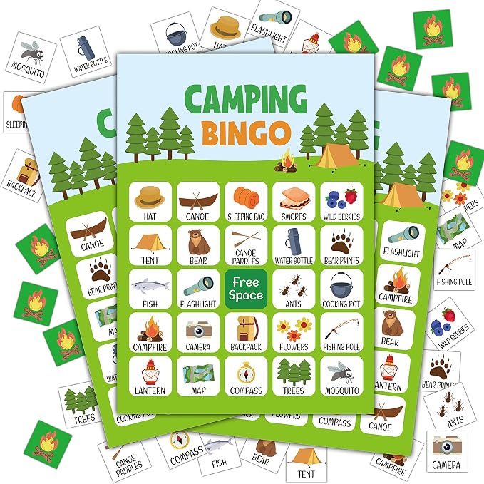 Camping Bingo Game by Disfuco