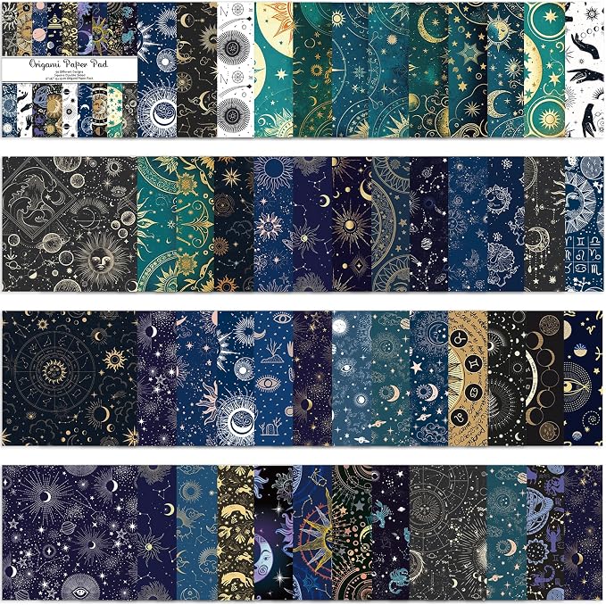 Origami Paper Kit 50 Sheets 70GSM 6 Inch Square Double Sided Color 50 Vivid by Bestartsuppliesforyou