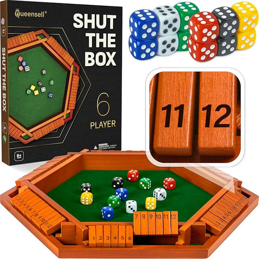 Queensell Shut The Box Game Wooden Board by Queensell