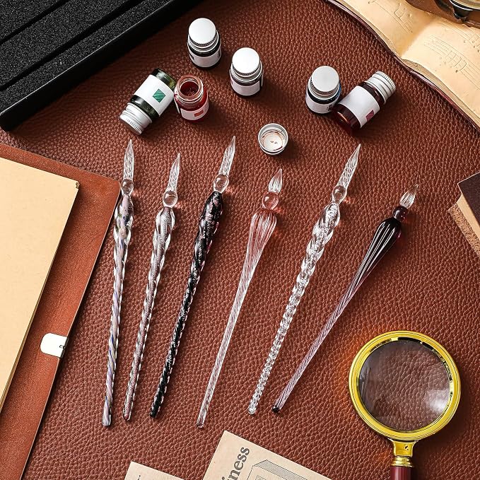Zonon Glass Dipped Pen Ink Set 14 Pcs Include 6 Pcs Glass Dip Pen, 6 Colorful - Image 7