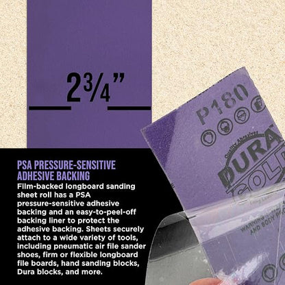 Dura-Gold Premium 180 Grit PSA Purple Film Ceramic Longboard Sandpaper - Image 3