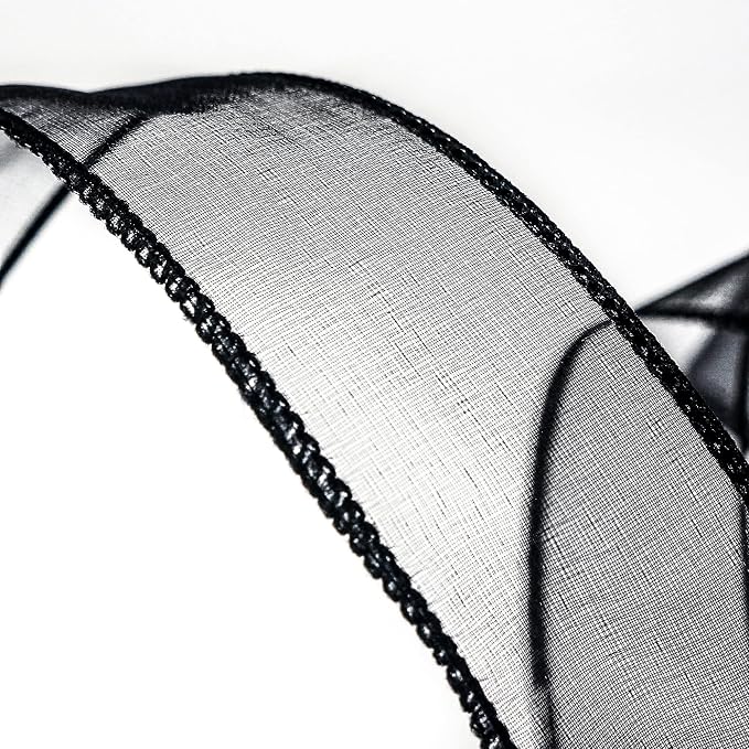 CT CRAFT LLC Sheer Organza Wired Ribbon 1.5" x 50Yards Black - Image 4
