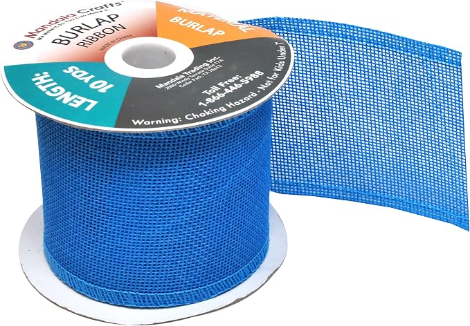 Sky Blue Burlap Ribbon 3 Inch 2 Rolls 20 Yards Unwired Rustic Jute Ribbon - Image 4