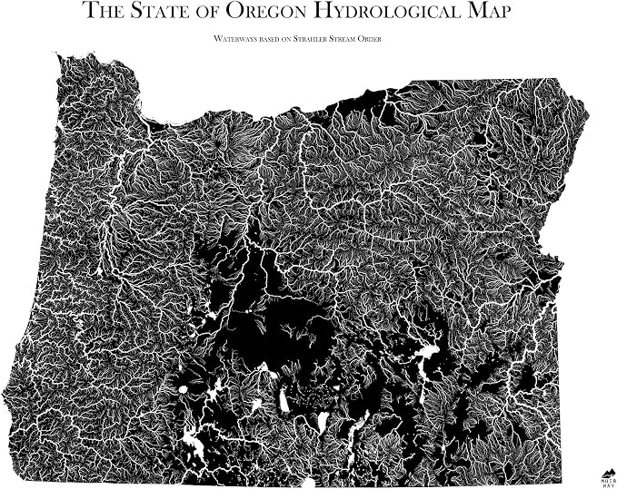 Muir Way Hydrological River Map of Oregon by MuirWay