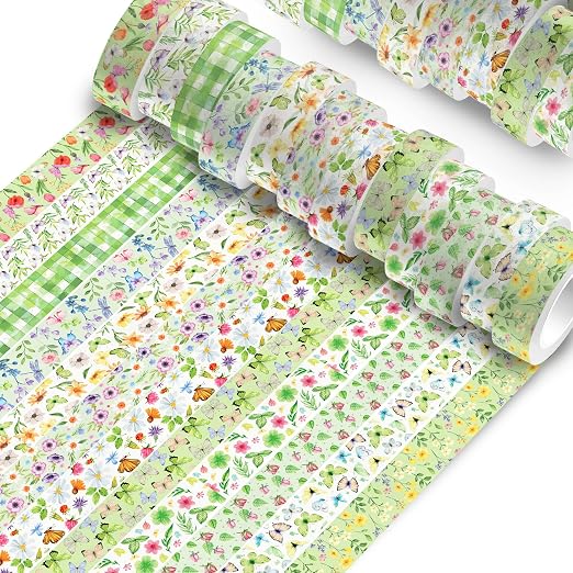 Adirasenotek Floral Washi Tape Set 12 Rolls, Flower Butterfly Washi Tape - Image 4