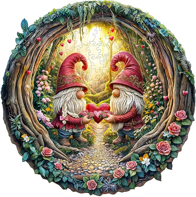KAAYEE Wooden Puzzles for Adults, 3D Visual Effect Gnome Couple Wooden Jigsaw by KAAYEEDirect