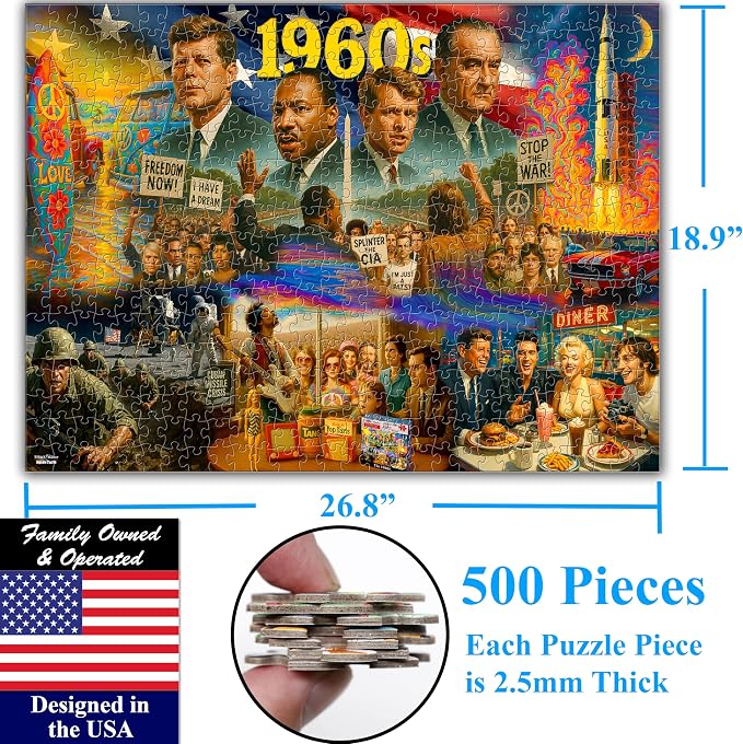 Think2Master 1960s 500 Pieces Large Format Jigsaw Puzzle: Kids 12+, Adults & - Image 7
