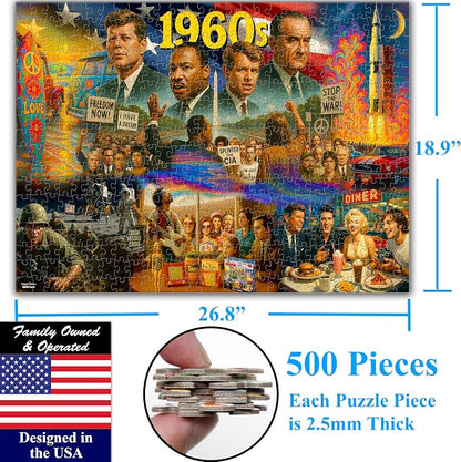Think2Master 1960s 500 Pieces Large Format Jigsaw Puzzle: Kids 12+, Adults & - Image 7