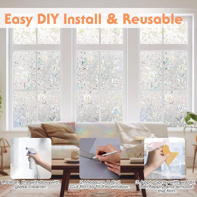 Hilarious Privacy Window Film, Tulip Window Vinyl, Stained Glass Static Stickers - Image 5