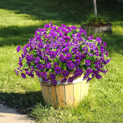 Artificial Flowers Fake Plants for Outdoors Decoration, 12 Bundles Purple Silk - Image 4
