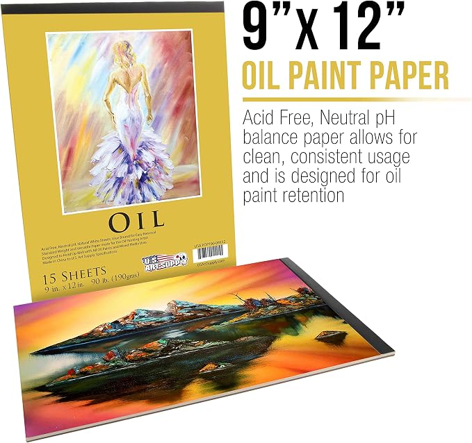 U.S. Art Supply 9" x 12" Premium Heavy-Weight Oil Painting Pad - 90lb - Oil - Image 2
