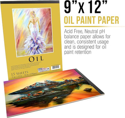 U.S. Art Supply 9" x 12" Premium Heavy-Weight Oil Painting Pad - 90lb - Oil - Image 2