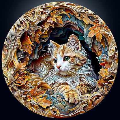 masseruon Puzzles for Adults 1000 Pieces-Cat Puzzle-26.6 * 26.6in Round Jigsaw by MASSERUON