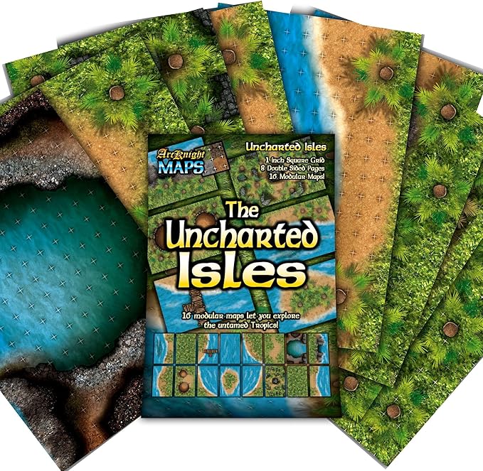 Arcknight The Uncharted Isles Roleplaying Battlemaps; 16 Modular RPG Maps in 8 by Arcknight
