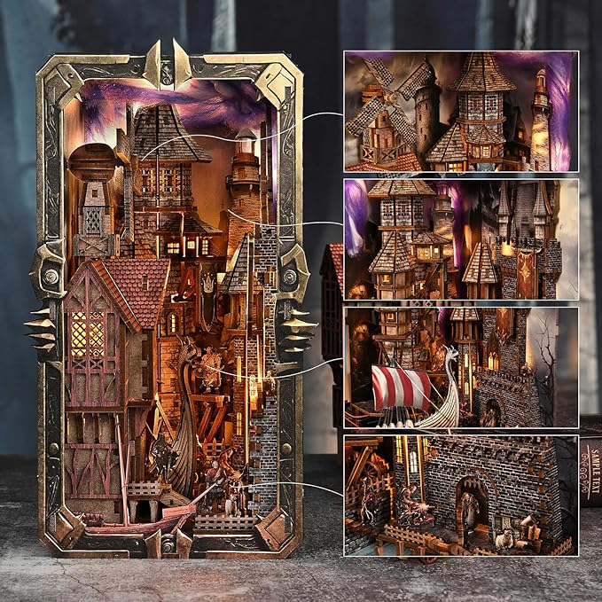 DIY Viking Book Nook Kit, Miniature House Dollhouse Kit - Image 2