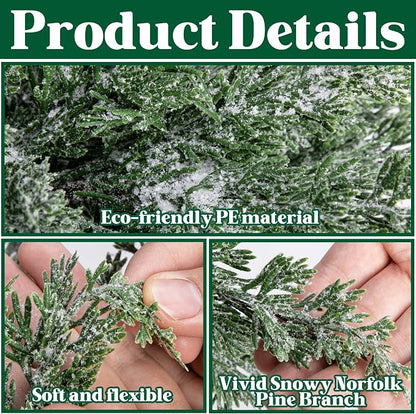 10 Packs 16.5" Artificial Christmas Snow Pine Branches, Snow Flocked Faux - Image 3