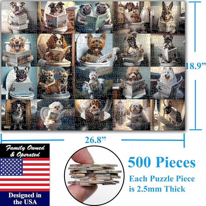 Think2Master Pooping Dogs & Puppies 500 Pieces Jigsaw Puzzle. Pooping Puppies - Image 6