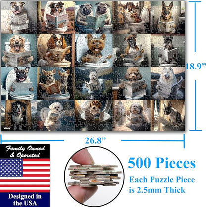Think2Master Pooping Dogs & Puppies 500 Pieces Jigsaw Puzzle. Pooping Puppies - Image 6
