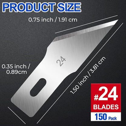 DIYSELF 150 PCS Hobby Knife Replacement Blades, #24 Sharp Exacto Knife Blades - Image 2