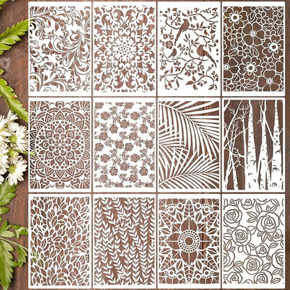 Stencils for Crafts Reusable Texture Stencils Background Stencil Leaf Floral by zosylley