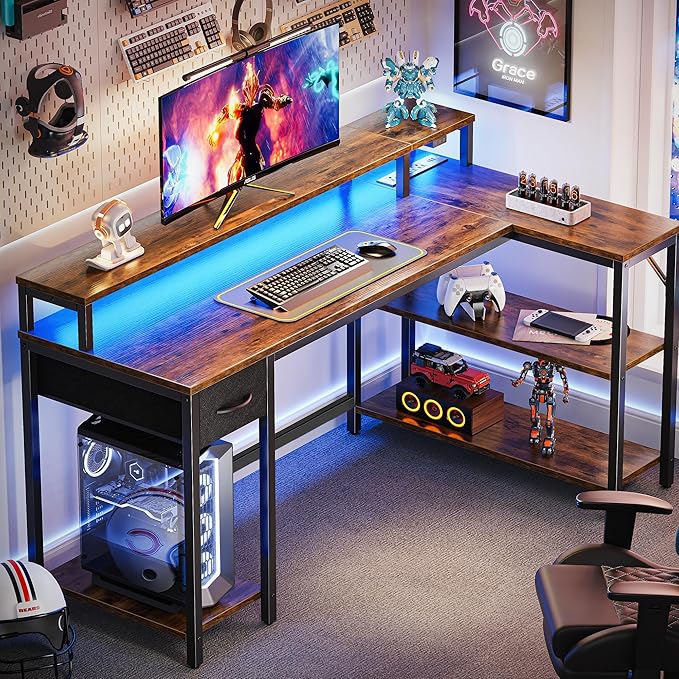 SUPERJARE 53 inch Reversible L Shaped Desk - Image 2