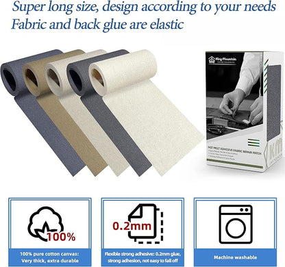 KING MOUNTAIN Canvas Iron on Patch, Waterproof 100% Cotton Fabric Repair Patch - Image 3