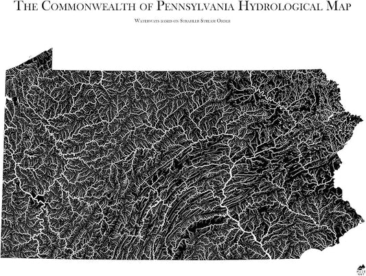 Muir Way Hydrological River Map of Pennsylvania by MuirWay