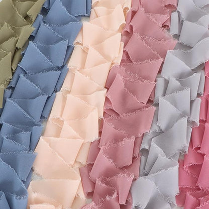 TONIFUL 6 Rolls Morandi Set Chiffon Ribbon 1 1/2 Inch 5 Yards Silk Fabric - Image 3