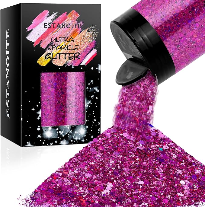 Holographic Chunky Glitter, 5.64oz/160g Craft Glitter Powder Mixed Chunky & by Estanoite